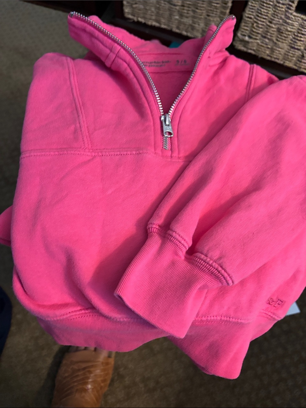 Abercrombie Kids half-Zip Pullover Sweatshirt - Bright Pink